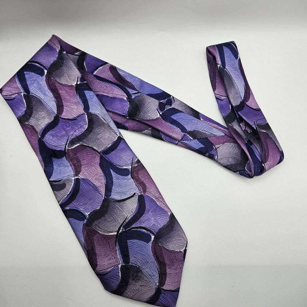 VTG J Garcia Lizard Board Silk Purple Abstract Tie 1996 Art Swirl 59x4"